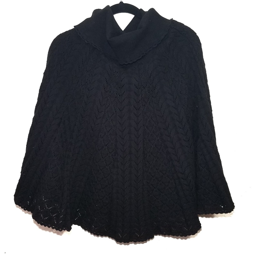 Anthropologie Moth Black Knit Poncho